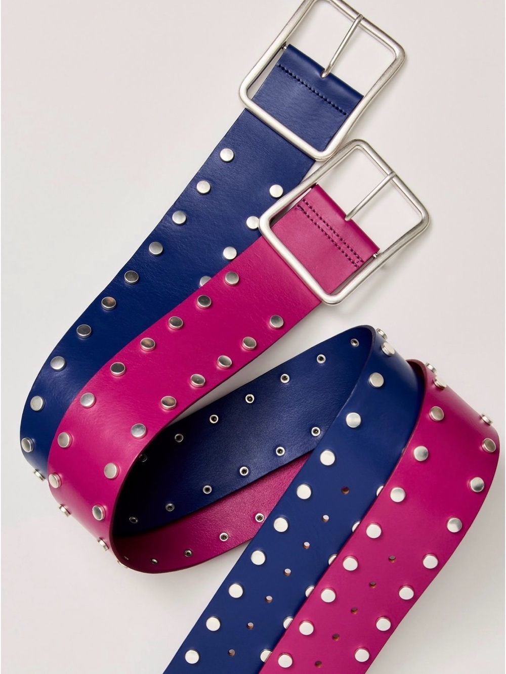 Free People Blue Studded Leather Hip Belt – Size S/M Statement Accessory , NWT - Picture 3 of 4